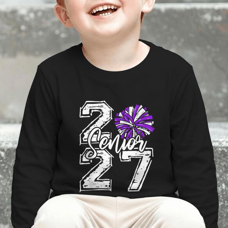 Class Of 2027 Cheer Purple Senior 2027 Back To School Graphic Toddler Long Sleeve Tee
