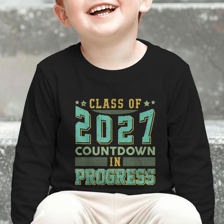 Class Of 2027 Countdown In Progress Fun Back To School Retro Graphic Toddler Long Sleeve Tee