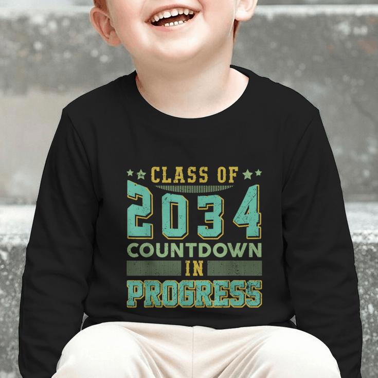 Class Of 2034 Countdown In Progress Fun Back To School Retro Graphic Toddler Long Sleeve Tee Class Of 2034 Countdown In Progress Fun Back To School Retro Graphic Toddler Long Sleeve Tee