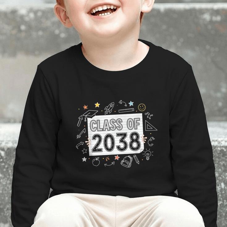 Class Of 2038 Grow Wiith Me School Back To School First Day Graphic Toddler Long Sleeve Tee Class Of 2038 Grow Wiith Me School Back To School First Day Graphic Toddler Long Sleeve Tee