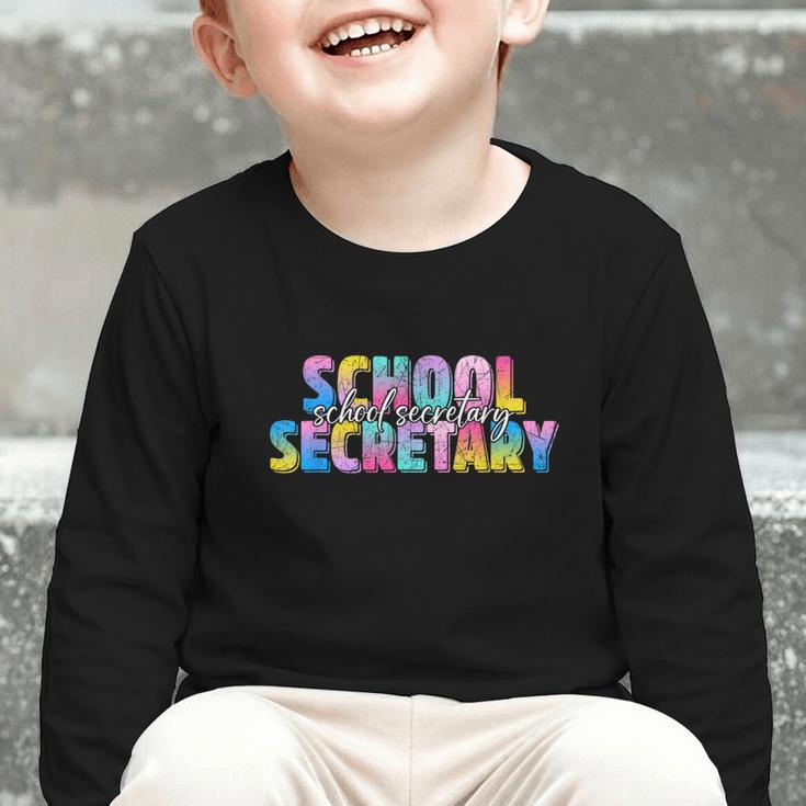 Colorful School Secretary Back To School Rainbow Graphic Toddler Long Sleeve Tee Colorful School Secretary Back To School Rainbow Graphic Toddler Long Sleeve Tee