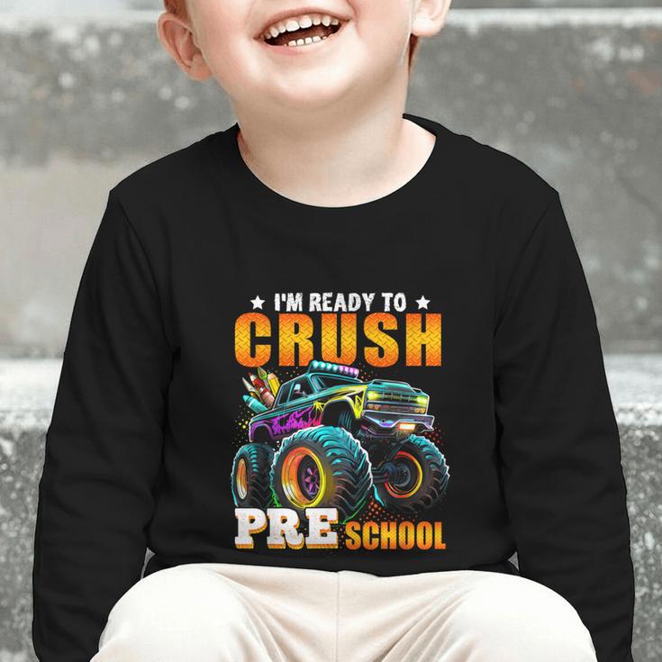 Crush Preschool Monster Truck Back To School Kids Boys Graphic Toddler Long Sleeve Tee