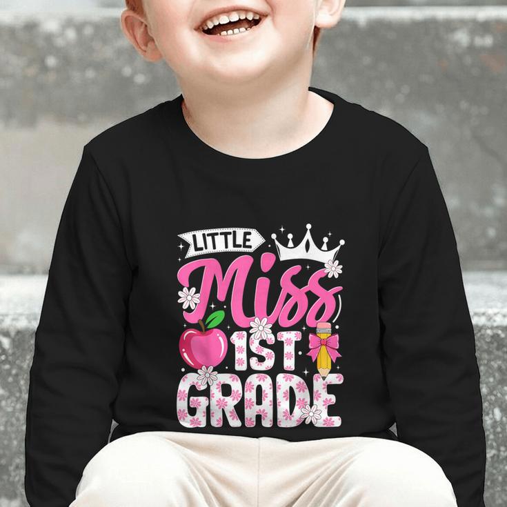 Cute Back To School 1st Grade Girls Kids First Day Of School Graphic Toddler Long Sleeve Tee