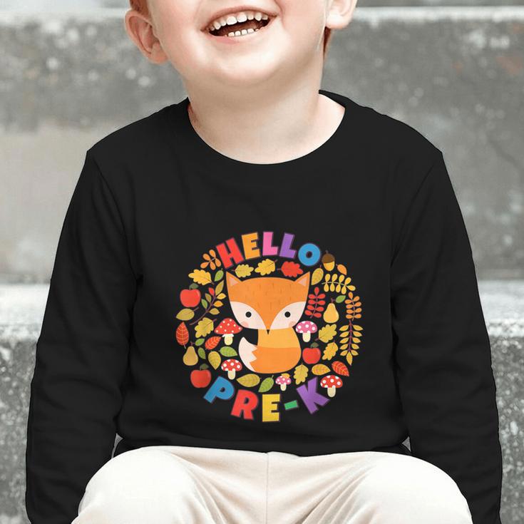 Cute Fox Back To School Woodland Animal Pre-K Graphic Toddler Long Sleeve Tee Cute Fox Back To School Woodland Animal Pre-K Graphic Toddler Long Sleeve Tee