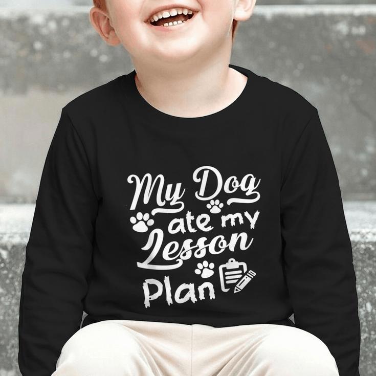My Dog Ate My Lesson Plan For Back To School Graphic Toddler Long Sleeve Tee My Dog Ate My Lesson Plan For Back To School Graphic Toddler Long Sleeve Tee