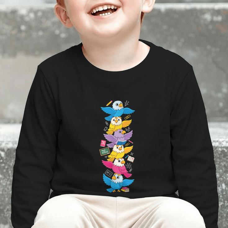 Eagle Colorful Rainbow Back To School Kids Boys Girls Graphic Toddler Long Sleeve Tee