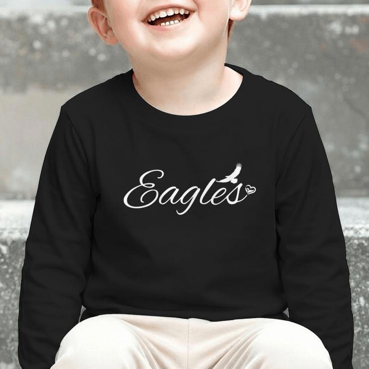 Eagles Mascot School Sports Fan Team Spirit Back To School Graphic Toddler Long Sleeve Tee
