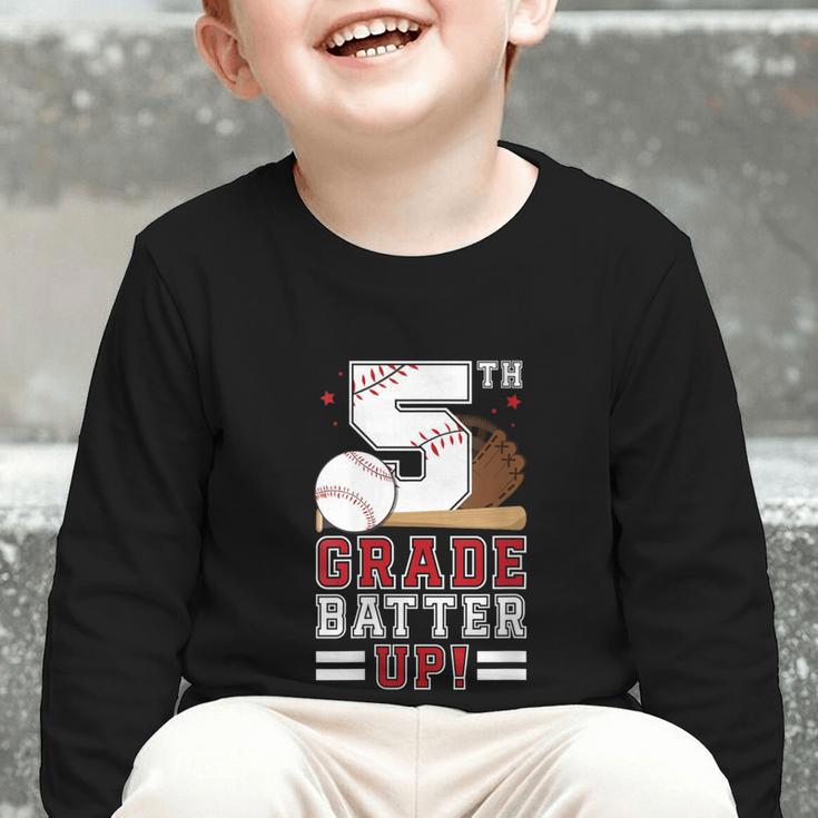 Fifth Grade Batter Up Baseball First Day Back To School Graphic Toddler Long Sleeve Tee