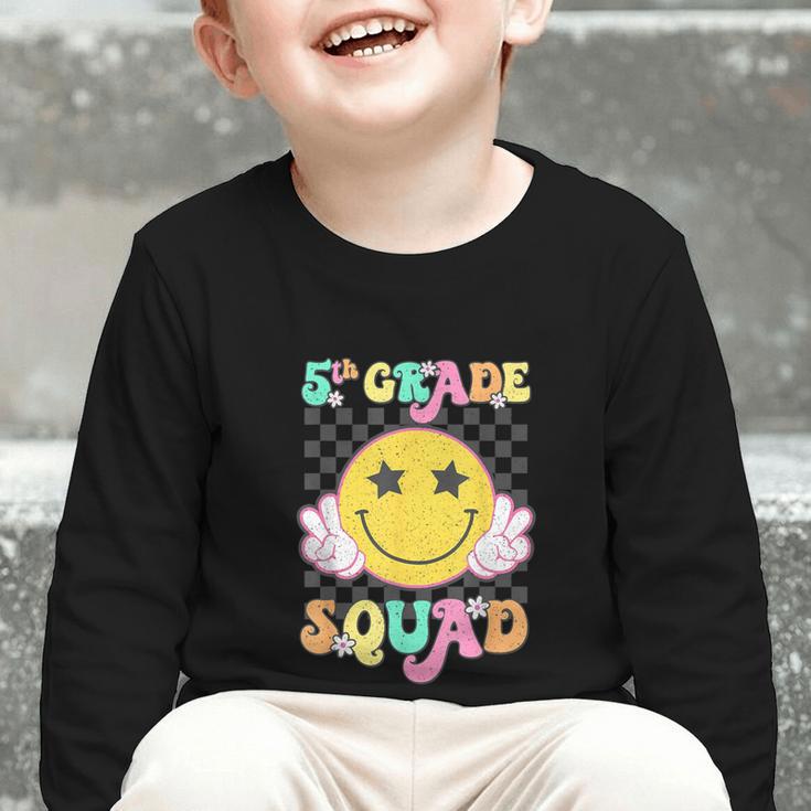 Fifth Grade Squad Smile Retro Back To School 5th Grade Graphic Toddler Long Sleeve Tee Fifth Grade Squad Smile Retro Back To School 5th Grade Graphic Toddler Long Sleeve Tee