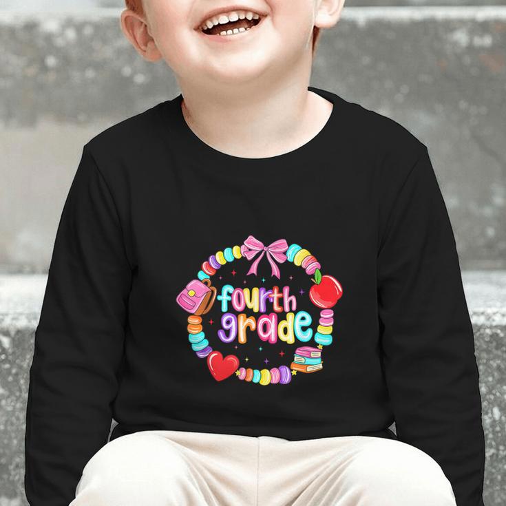 First Day Of 4th Grade Friendship Bracelet Back To School Graphic Toddler Long Sleeve Tee