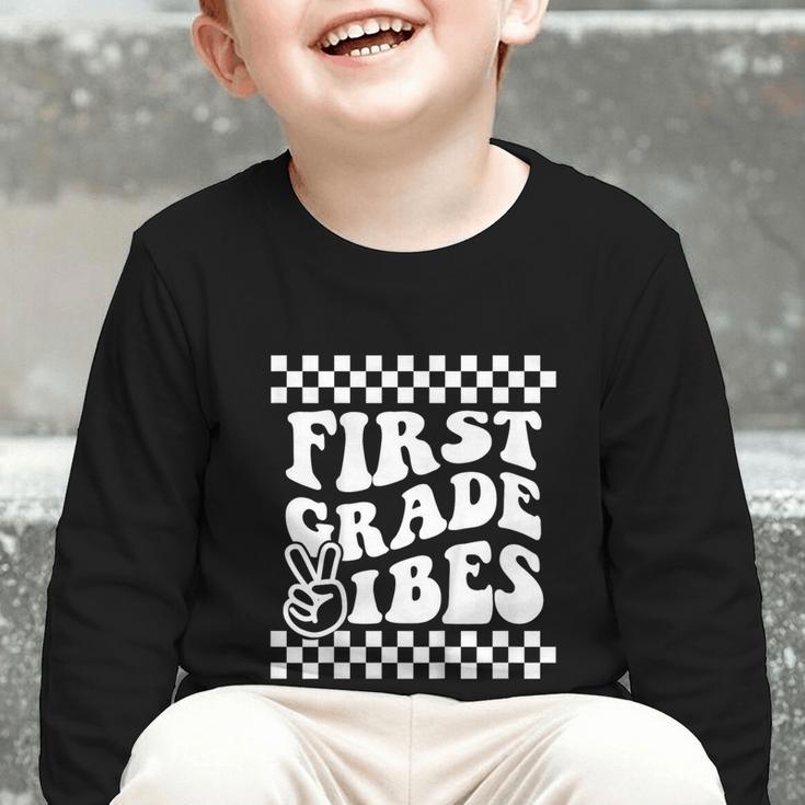 First Day Of First Grade Vibes Girls Back To School Boys Graphic Toddler Long Sleeve Tee First Day Of First Grade Vibes Girls Back To School Boys Graphic Toddler Long Sleeve Tee