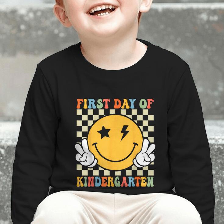 First Day Of Kindergarten Retro Back To School Girls Kids Graphic Toddler Long Sleeve Tee First Day Of Kindergarten Retro Back To School Girls Kids Graphic Toddler Long Sleeve Tee