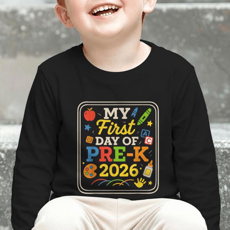 My First Day Of Pre-K 2026 Back To School Kids Graphic Toddler Long Sleeve Tee My First Day Of Pre-K 2026 Back To School Kids Graphic Toddler Long Sleeve Tee