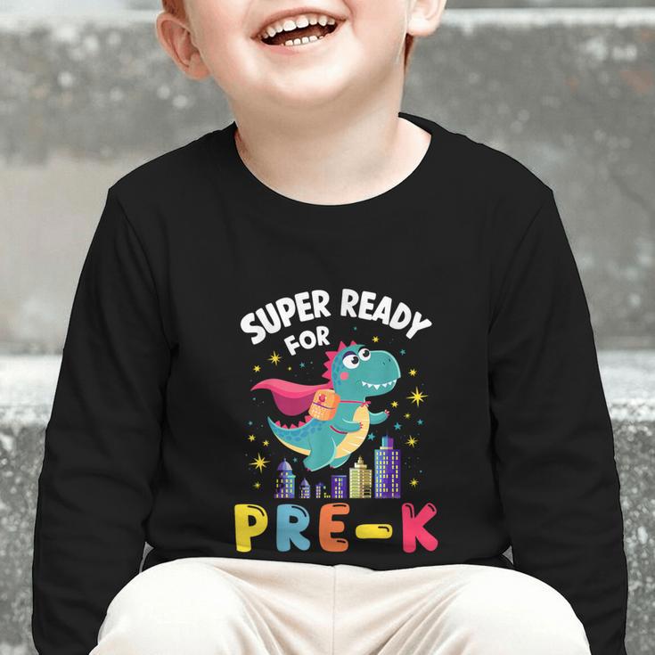 First Day Pre-K Back To School Dinosaur Graphic Toddler Long Sleeve Tee First Day Pre-K Back To School Dinosaur Graphic Toddler Long Sleeve Tee