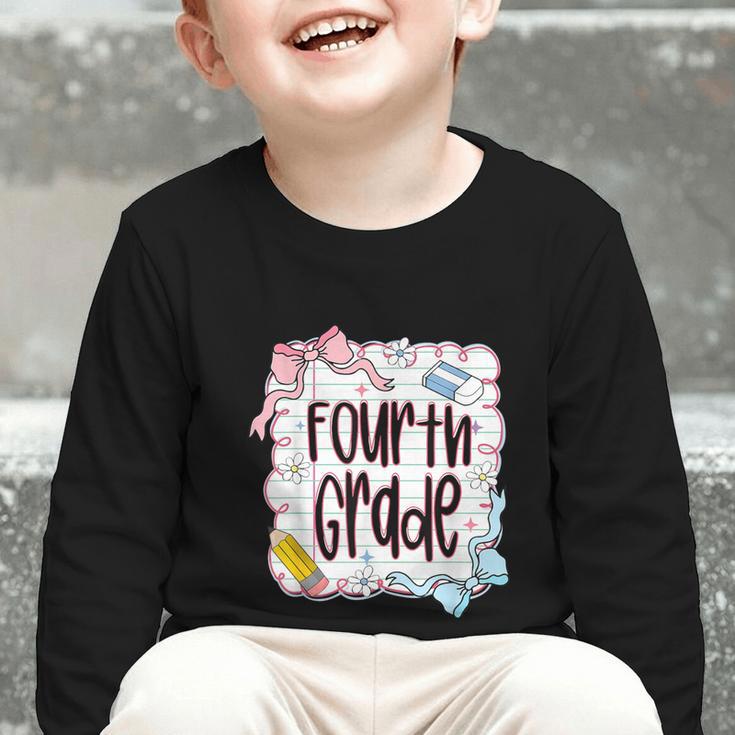 Fourth Grade Back To School For Girls Pink Notebook Graphic Toddler Long Sleeve Tee Fourth Grade Back To School For Girls Pink Notebook Graphic Toddler Long Sleeve Tee