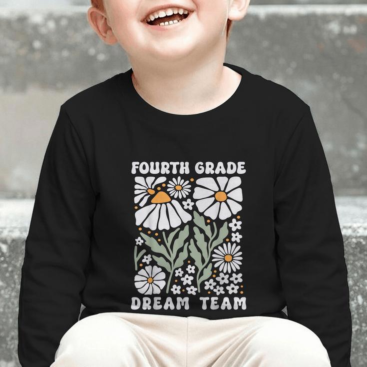 Fourth Grade Dream Team Back To School Boho Flower 4th Grade Graphic Toddler Long Sleeve Tee Fourth Grade Dream Team Back To School Boho Flower 4th Grade Graphic Toddler Long Sleeve Tee