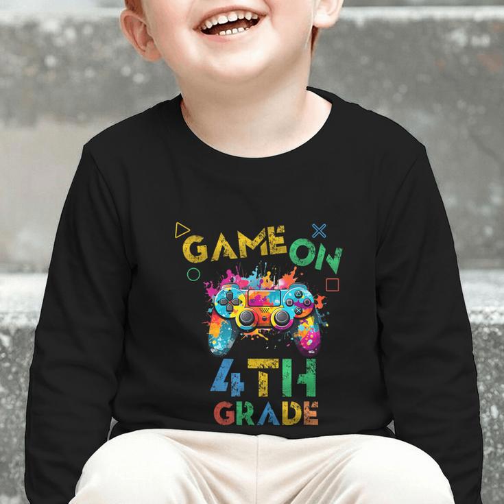 Game On 4th Grade Boys Kids Back To School Graphic Toddler Long Sleeve Tee