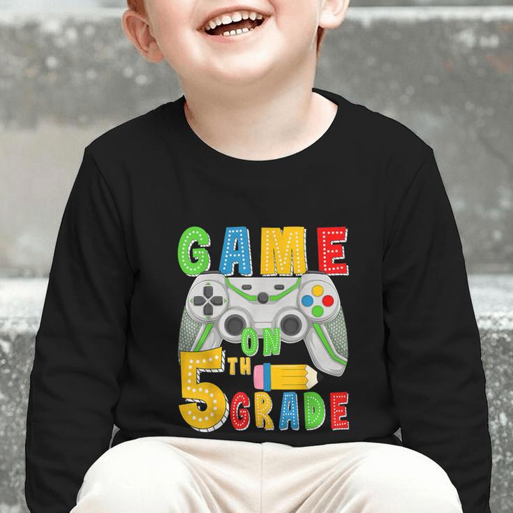 Game On Fifth Grade Back To School Gamer 5th Grade Boys Kids Graphic Toddler Long Sleeve Tee