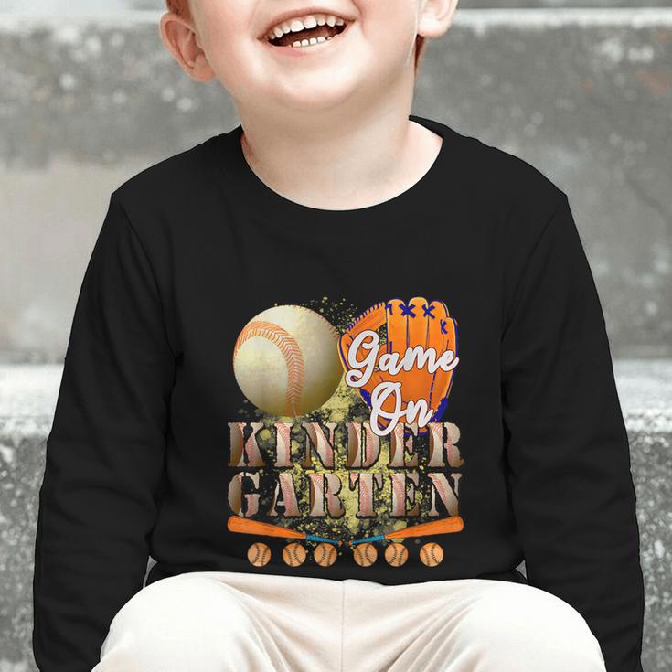 Game On Kindergarten Baseball Back To School Student Kid Boy Graphic Toddler Long Sleeve Tee Game On Kindergarten Baseball Back To School Student Kid Boy Graphic Toddler Long Sleeve Tee