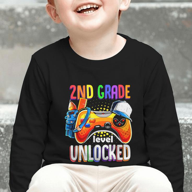 Gamer Back To School Gamepad 2nd Second Grade Level Unlocked Graphic Toddler Long Sleeve Tee