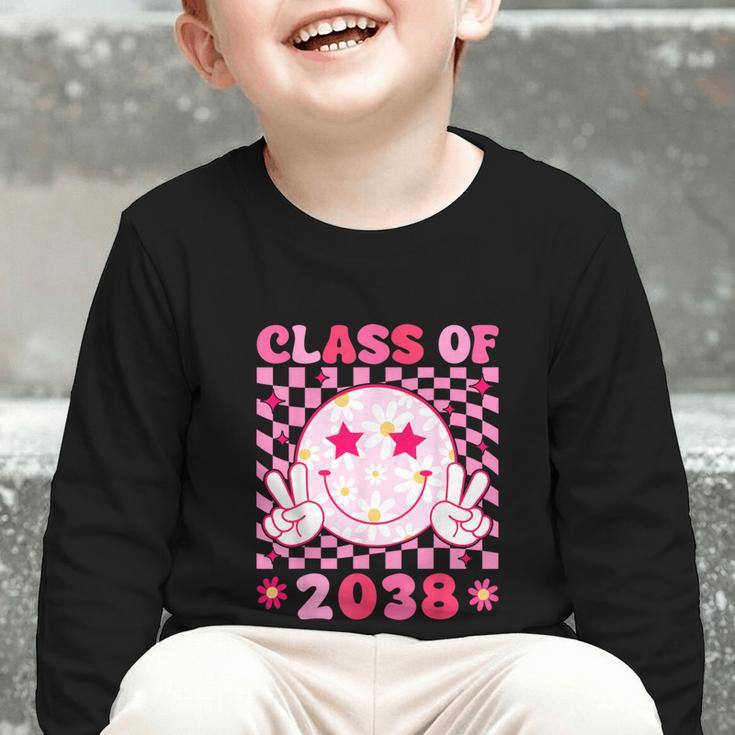 Groovy Class Of 2038 Grow With Me Smile Face Back To School Graphic Toddler Long Sleeve Tee Groovy Class Of 2038 Grow With Me Smile Face Back To School Graphic Toddler Long Sleeve Tee
