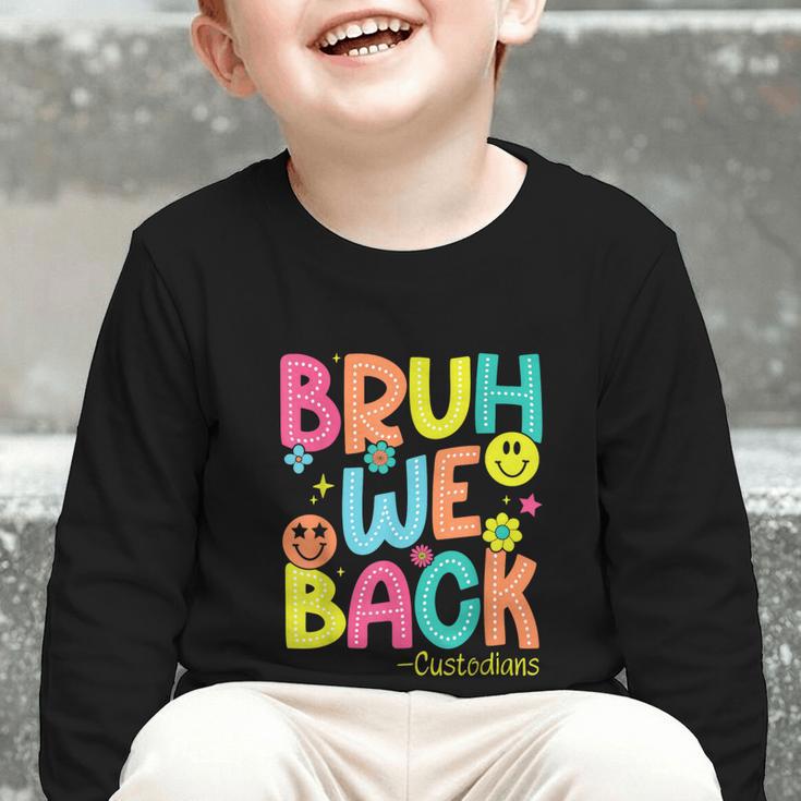 Groovy Custodian Bruh We Back To School Janitor Retro Graphic Toddler Long Sleeve Tee Groovy Custodian Bruh We Back To School Janitor Retro Graphic Toddler Long Sleeve Tee