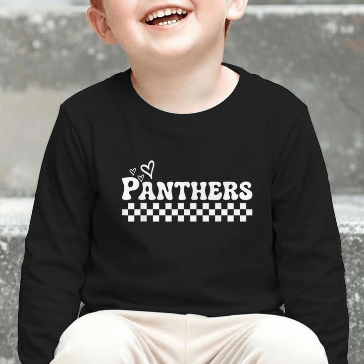 Groovy Panthers High School Spirit Fan Team Back To School Graphic Toddler Long Sleeve Tee Groovy Panthers High School Spirit Fan Team Back To School Graphic Toddler Long Sleeve Tee