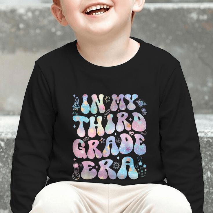 Groovy In My Third Grade Era Tie Dye Kids Boy Back To School Graphic Toddler Long Sleeve Tee