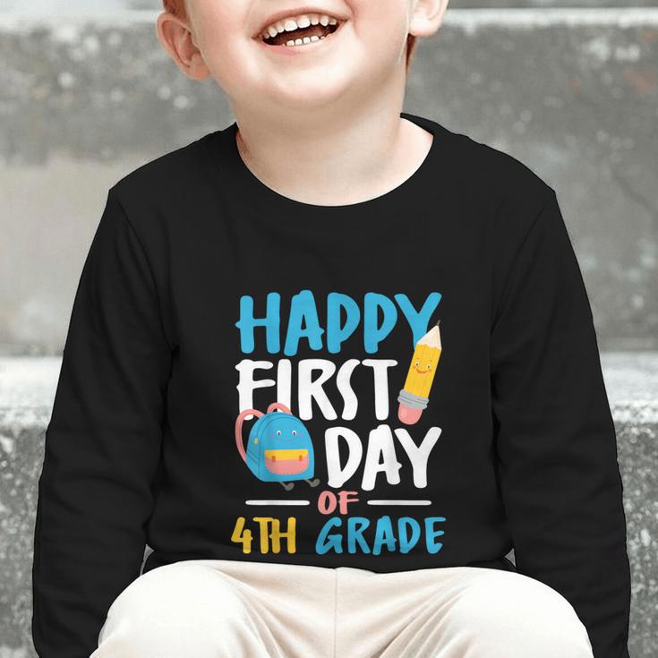 Happy First Day Of 4th Grade Student Back To School Graphic Toddler Long Sleeve Tee Happy First Day Of 4th Grade Student Back To School Graphic Toddler Long Sleeve Tee