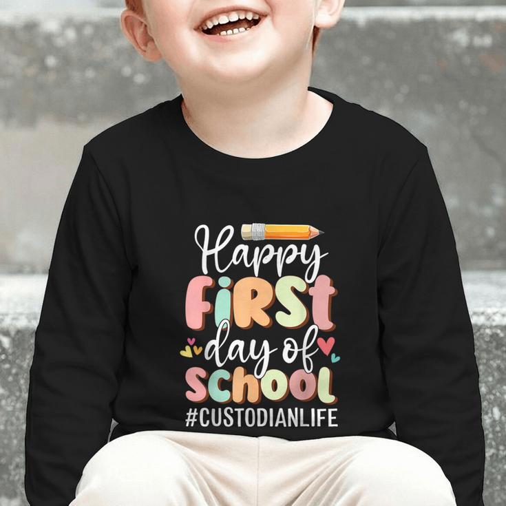 Happy First Day Of School Custodian Life Back To School Graphic Toddler Long Sleeve Tee