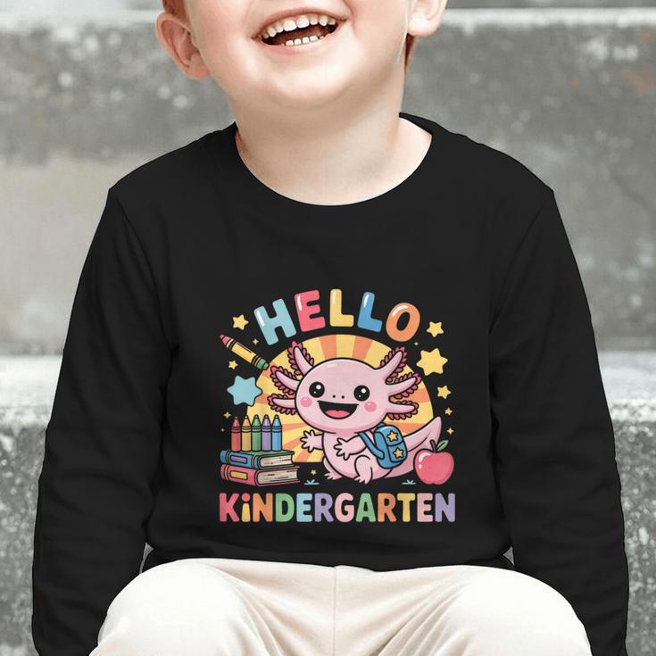 Hello Kindergarten Axolotl Back To School For Kids Graphic Toddler Long Sleeve Tee