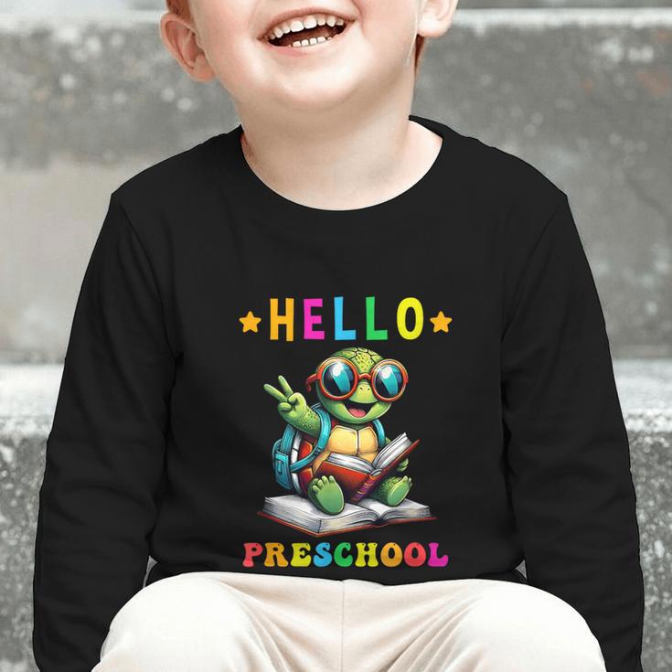 Hello Turtle Lovers From Back To School For Boys And Girls Graphic Toddler Long Sleeve Tee Hello Turtle Lovers From Back To School For Boys And Girls Graphic Toddler Long Sleeve Tee