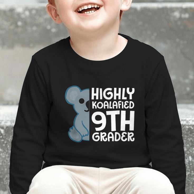 Highly Koalafied 9th Grader Koala Back To School Graphic Toddler Long Sleeve Tee Highly Koalafied 9th Grader Koala Back To School Graphic Toddler Long Sleeve Tee