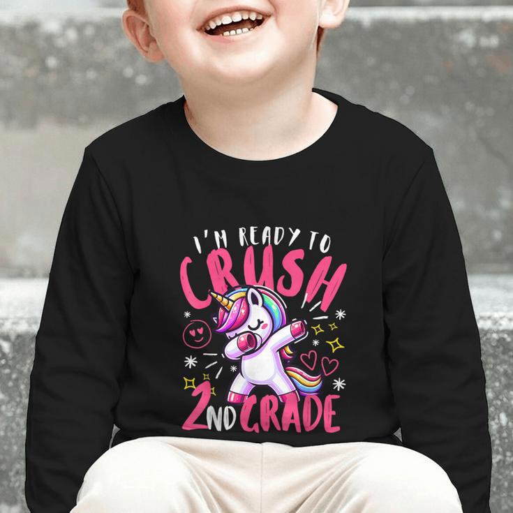 I'm Ready To Crush 2nd Grade Dabbing Unicorn Back To School Graphic Toddler Long Sleeve Tee