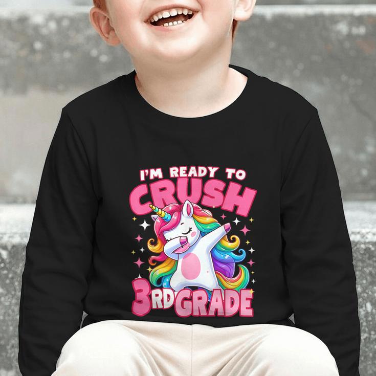 I'm Ready To Crush 3rd Grade Dabbing Unicorn Back To School Graphic Toddler Long Sleeve Tee I'm Ready To Crush 3rd Grade Dabbing Unicorn Back To School Graphic Toddler Long Sleeve Tee