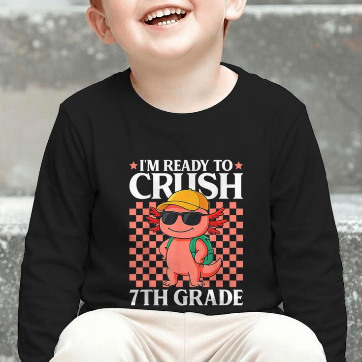 I'm Ready To Crush 7th Grade Axolotl Back To School Graphic Toddler Long Sleeve Tee I'm Ready To Crush 7th Grade Axolotl Back To School Graphic Toddler Long Sleeve Tee