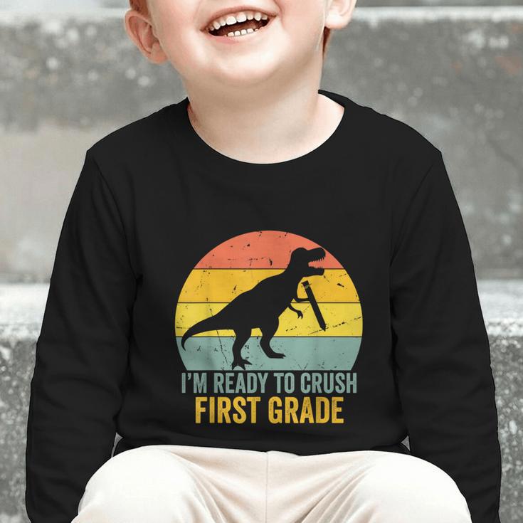 I'm Ready To Crush First Grade Dinosaur Back To School Kids Graphic Toddler Long Sleeve Tee I'm Ready To Crush First Grade Dinosaur Back To School Kids Graphic Toddler Long Sleeve Tee