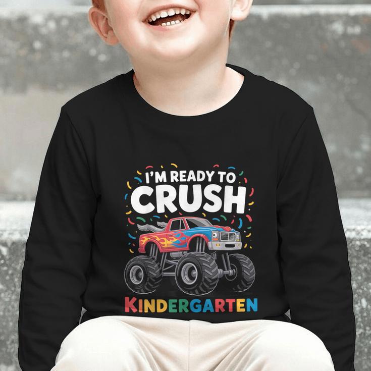 I'm Ready To Crush Kindergarten Monster Truck Back To School Graphic Toddler Long Sleeve Tee I'm Ready To Crush Kindergarten Monster Truck Back To School Graphic Toddler Long Sleeve Tee