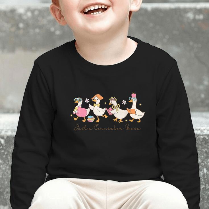 Just a Counselor Goose Back To School Silly Goose Counselor Graphic Toddler Long Sleeve Tee Just a Counselor Goose Back To School Silly Goose Counselor Graphic Toddler Long Sleeve Tee