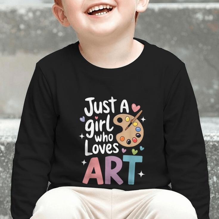 Just a Girl Who Loves Art Cute Back To School Kids Girls Graphic Toddler Long Sleeve Tee Just a Girl Who Loves Art Cute Back To School Kids Girls Graphic Toddler Long Sleeve Tee