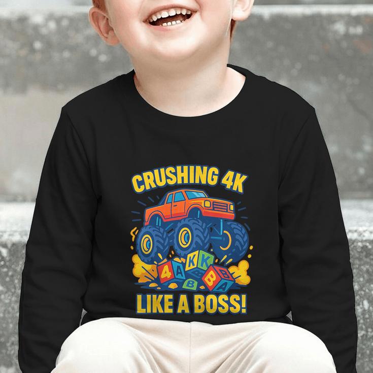 Kids 4k Boys Back To School Shirt Monster Truck Crushing 4k Graphic Toddler Long Sleeve Tee Kids 4k Boys Back To School Shirt Monster Truck Crushing 4k Graphic Toddler Long Sleeve Tee