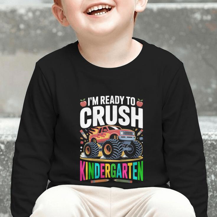Kids Back To School I'm Ready To Crush Kindergarten For Boys Graphic Toddler Long Sleeve Tee Kids Back To School I'm Ready To Crush Kindergarten For Boys Graphic Toddler Long Sleeve Tee