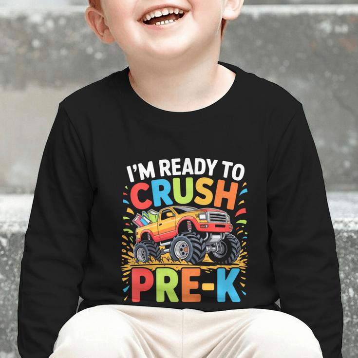 Kids I'm Ready To Crush Pre-K Shirt Back To School PreK Boy Graphic Toddler Long Sleeve Tee