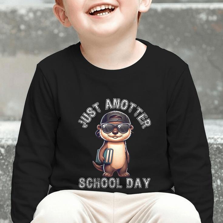 Kids Just Anotter School Day Otter Boys First Day Back To School Graphic Toddler Long Sleeve Tee