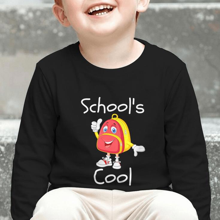 Kids School's Cool Saying Back To School For Kids Graphic Toddler Long Sleeve Tee Kids School's Cool Saying Back To School For Kids Graphic Toddler Long Sleeve Tee