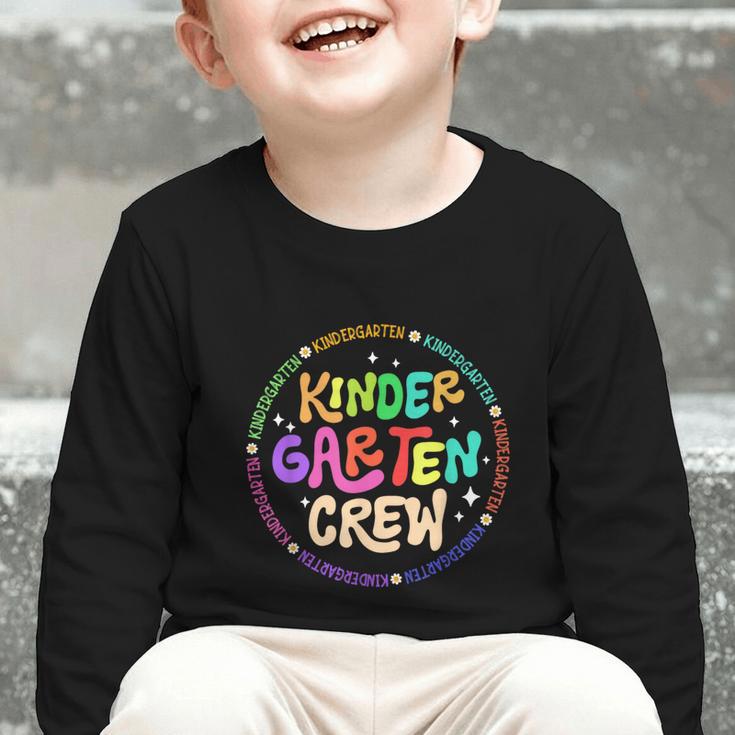 Kindergarten Crew Team Back To School 1st Day Of School Graphic Toddler Long Sleeve Tee Kindergarten Crew Team Back To School 1st Day Of School Graphic Toddler Long Sleeve Tee