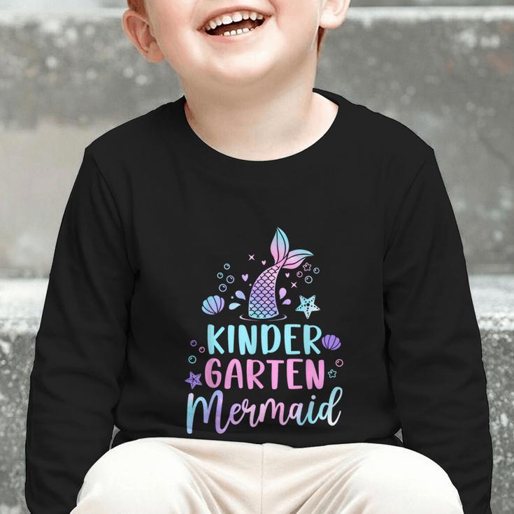 Kindergarten Mermaid Back To School Girls First Day Kinder Graphic Toddler Long Sleeve Tee Kindergarten Mermaid Back To School Girls First Day Kinder Graphic Toddler Long Sleeve Tee