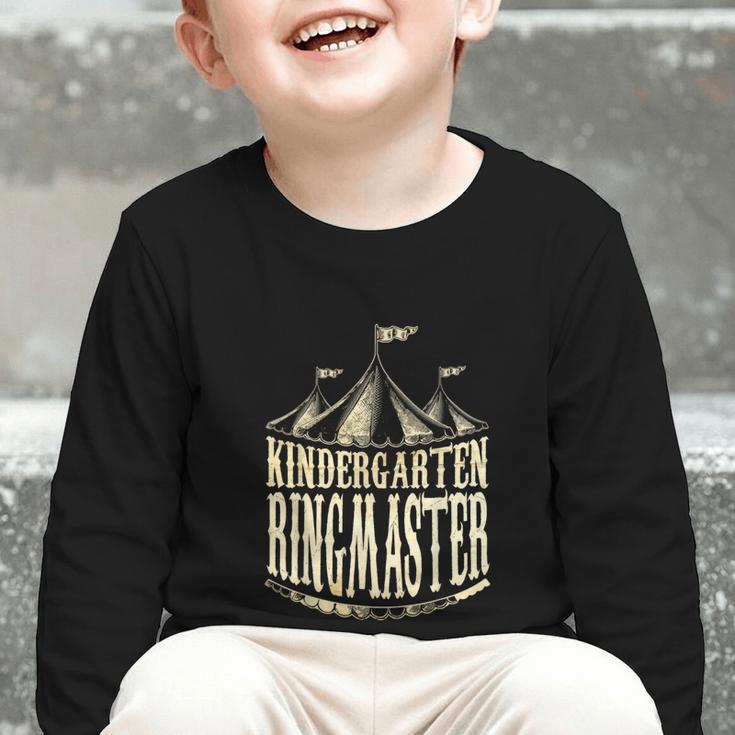 Kindergarten Ringmaster Carnival Back To School Circus Staff Graphic Toddler Long Sleeve Tee Kindergarten Ringmaster Carnival Back To School Circus Staff Graphic Toddler Long Sleeve Tee
