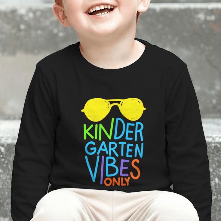 Kindergarten Vibes Only Glow Sunglasses Back To School Graphic Toddler Long Sleeve Tee Kindergarten Vibes Only Glow Sunglasses Back To School Graphic Toddler Long Sleeve Tee