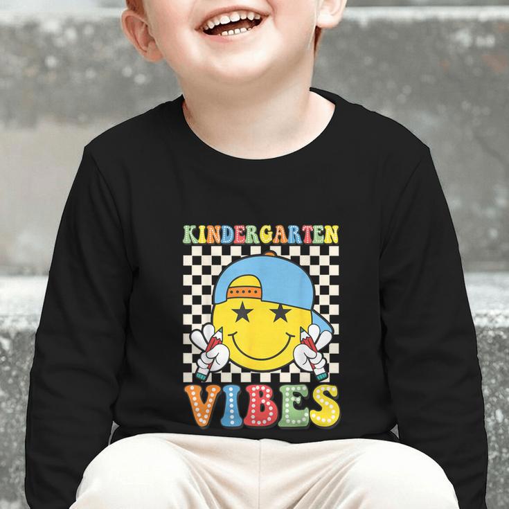 Kindergarten Vibes Kid Back To School Class Kindergarten Boy Graphic Toddler Long Sleeve Tee Kindergarten Vibes Kid Back To School Class Kindergarten Boy Graphic Toddler Long Sleeve Tee